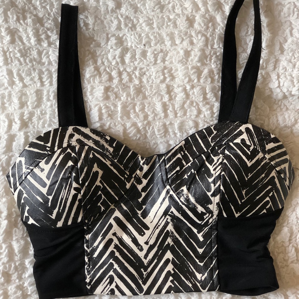 Zebra Print Zip Crop Top